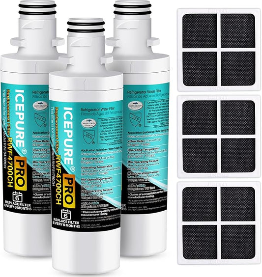 ICEPURE PRO ADQ74793501 NSF/ANSI 401 Certified Replacement LT1000P, Kenmore Elite 9980, ADQ747935 LT1000PC MDJ64844601 ADQ74793502 LFXS26973S Refrigerator Water and LT120F Air Filter, 3 PACK