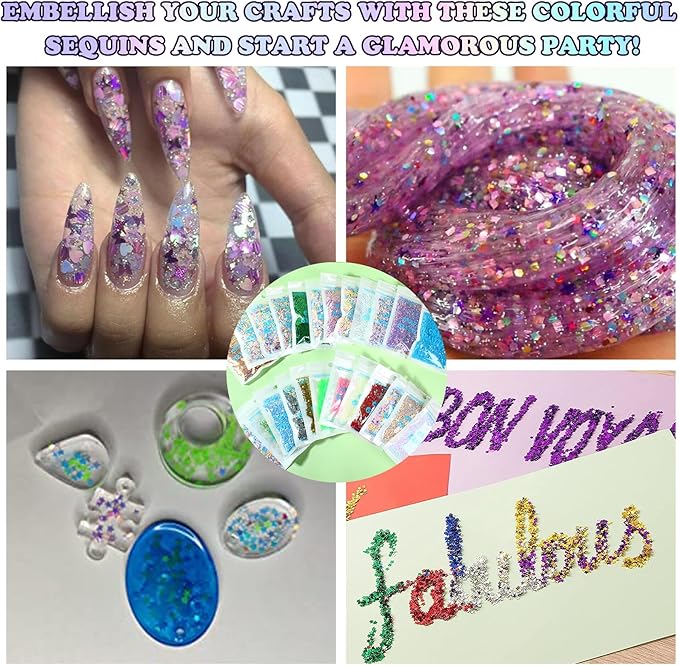 Glow-in-The-Dark Purple Star Glitter Flakes, 3 mm Luminous Plastic Sequins, 10 g Bag for Resin Crafts, Nail Art, Slime & Party Decor