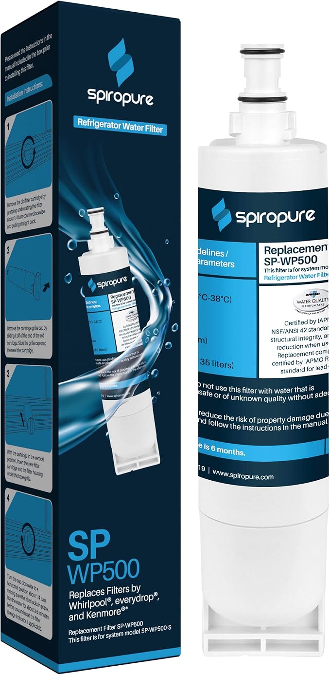 SpiroPure SP-WP500 NSF Certified Refrigerator Water Filter Replacement for 4396508, EDR5RXD1, 9010, 9085, Filter 5, 4396510 (1 Pack)