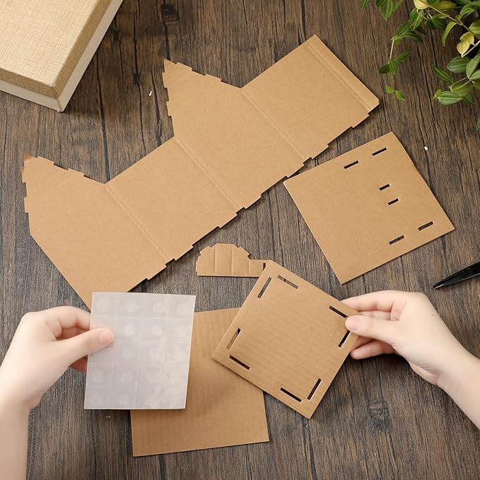 Cholemy 12 Pcs Christmas Gingerbread House Cardboard House Crafts Bulk Make a Gingerbread Cardboard Novelty Holiday Crafts for Christmas Winter Family DIY Decors (Classic)