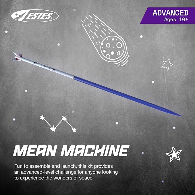 Estes 1295 Mean Machine Rocket-Building Kit, Advanced Flying-Rocket-Model Kit for Ages 10+