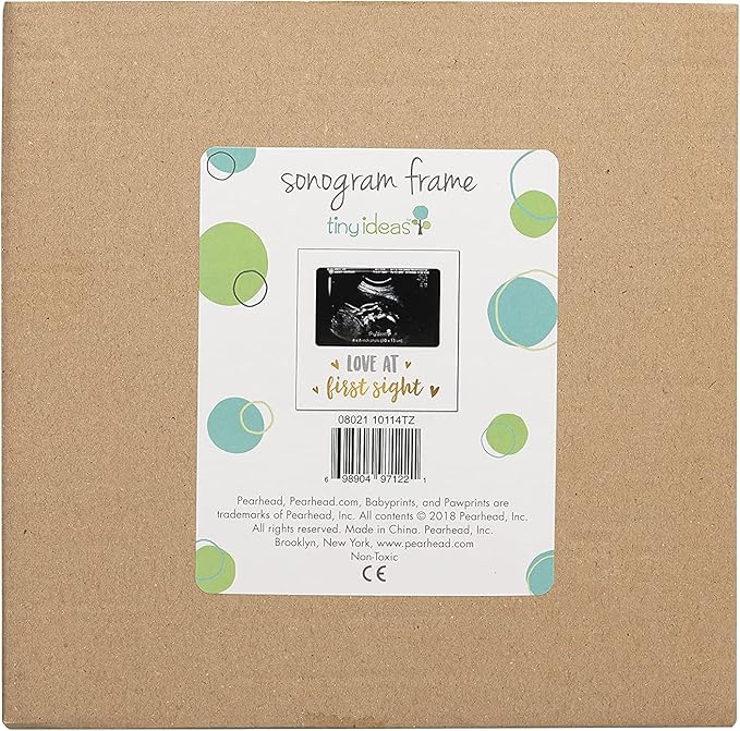 Tiny Ideas Love at First Sight Sonogram Picture Frame, Gender Neutral Ultrasound Keepsake, Ideal Pregnancy Gift, Baby Shower and Nursery Decor, 4” x6” Photo Insert, Gold, Silver And White