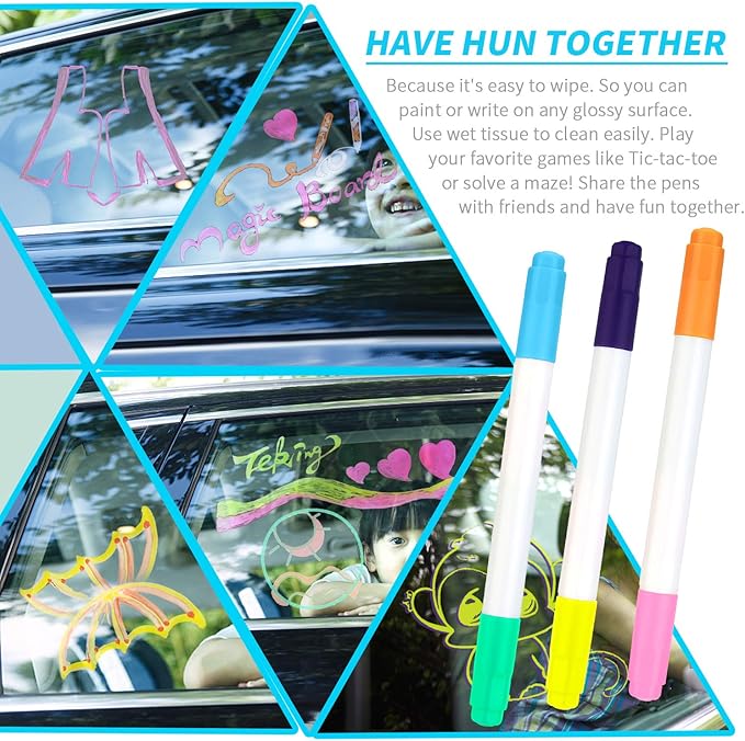 YR Dual Sided Neon Pens For Light Up LED Board, Neon Markers Applicable For Draw, Sketch, Create, Doodle, Art, Write, Learning Tablet, 6 Packs