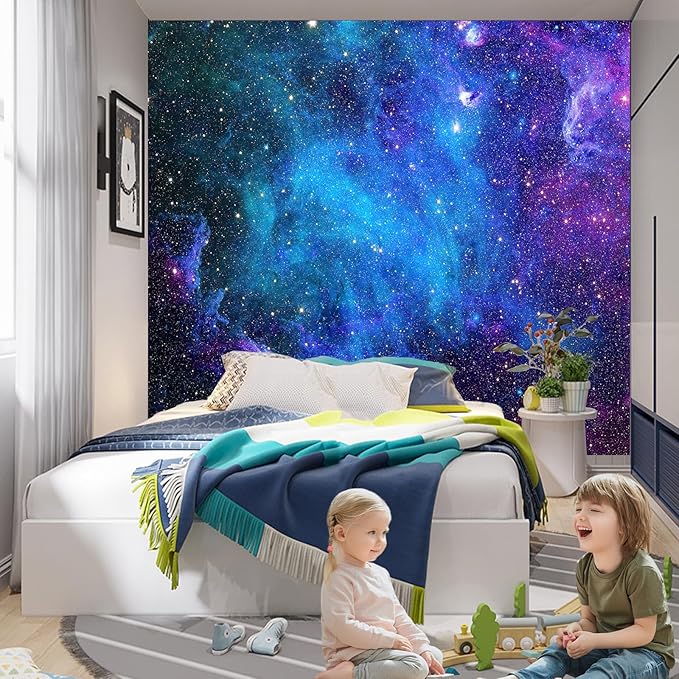 Apdidl Extra Large Galaxy Space Tapestry for Bedroom Aesthetic 90'' X 71'' Blue Starry Sky Stars Universe Tapestry Mysterious Nebula Wall Hanging Backdrop Decor for Bedroom Living Room