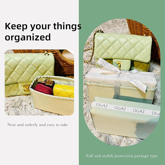 DGAZ Purse Organizer Insert，Silk Bag Organizer，Luxury Handbag & Tote Shaper Fits Chanel CF Bags