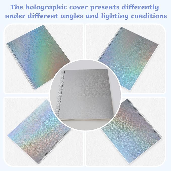 Large Reusable Sticker Book Collecting Album 8.5×11 Inch Sticker Storage Collection Organizer Book for Adult with 40 Sheets Letter Size Blank Release Paper and Holographic Cover (Dot)
