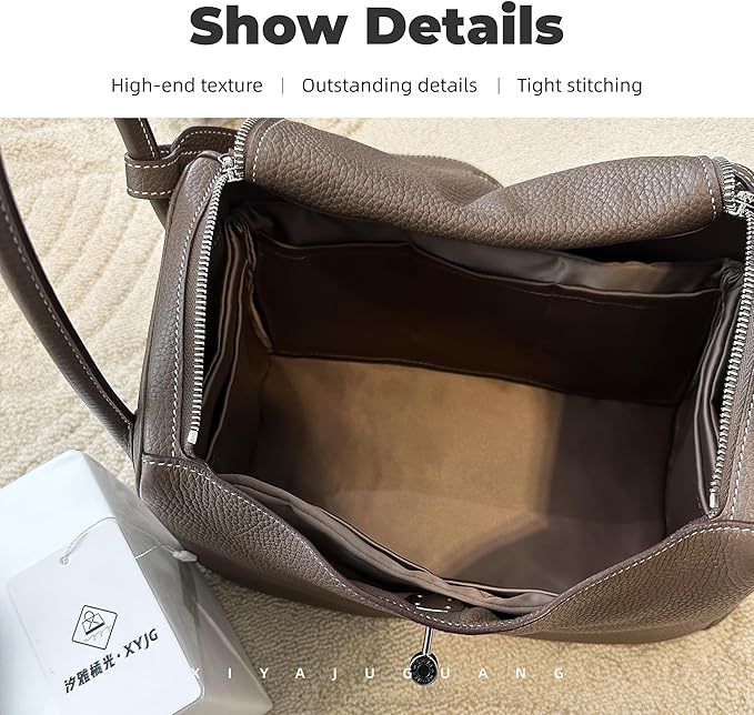 Purse Handbag Silky Organizer Insert Keep Bag Shape Fits Herme Lindy 19/26/30/34 bags, Luxury Handbag Tote Lightweight Sturdy(Etoupe grey,LD 30)