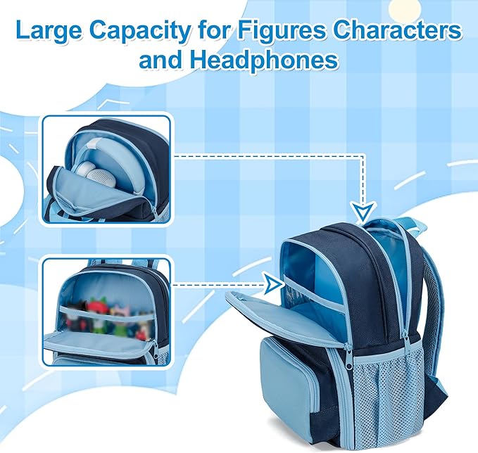 LoDrid Backpack Compatible with Tonie Box 2/1, Carrying Case with Multiple Pockets for Headphones, Charger and Accessories, Storage Bag for Audio Player Starter Set, Navy Blue (Patented Design)