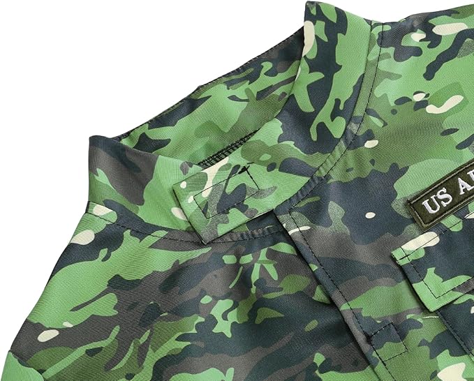 GRAJTCIN Kids Army Costume Long sleeve Halloween Party Military Soldier Dress Up Boys Costume for 4-14Y 11 PCS