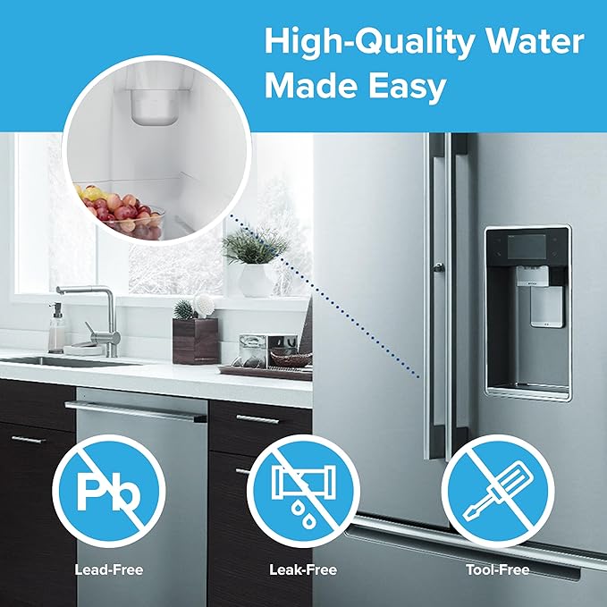 Brio Replacement Refrigerator Filters for GE, Sears, Kenmore models | Significantly reduces unpleasant Tastes, Odors, Chlorine, and VOCs from Fridge Water & Ice | NSF Certified - (Pack of 3)
