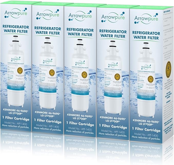APF-1400 Fits LG Refrigerator Water Filter Replacement for LT700P, ADQ36006101, Kenmore 9690, 46-9690, RWF1200A, RFC1200A, FML-3, LFX25991ST, 5-Pack
