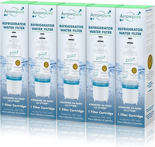 APF-1400 Fits LG Refrigerator Water Filter Replacement for LT700P, ADQ36006101, Kenmore 9690, 46-9690, RWF1200A, RFC1200A, FML-3, LFX25991ST, 5-Pack