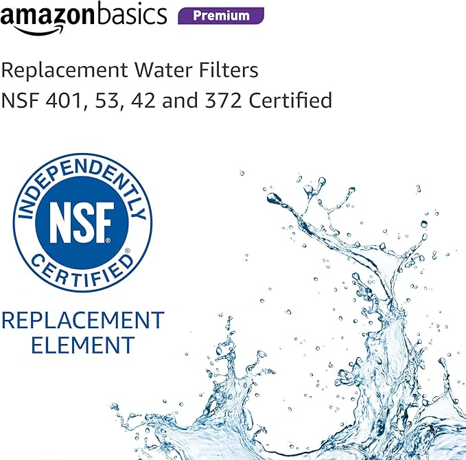 Amazon Basics Replacement LG LT700P Refrigerator Water Filter Cartridge, NSF Certified, Easy Install, Leak-Proof, 3-Pack