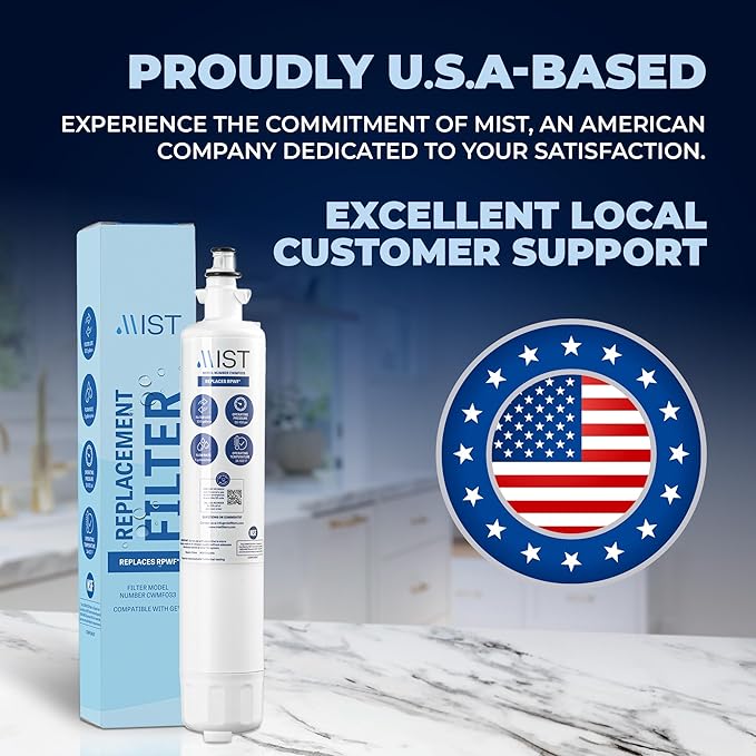 Mist RPWF Water Filter Replacement for GE RPWF (Not RPWFE), Refrigerator Water Filter compatible with RWF1063, RWF3600A, WSG-4, DWF-36, R-3600, MPF15350, OPFG3-RF300, BCF77, GE (3 Pack)