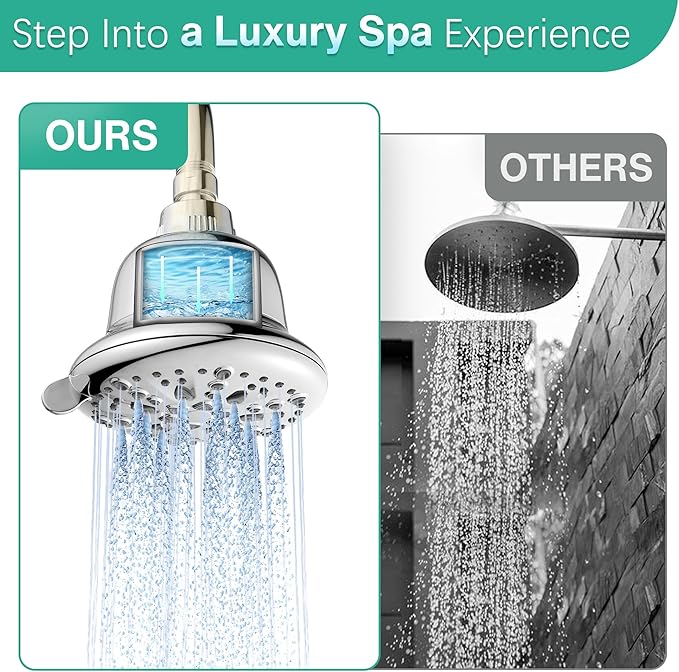 Cobbe Filtered Shower Head, 7 Modes High Pressure Shower Heads - 16 Stage Shower Head Filter for Hard Water for Remove Chlorine and Harmful Substances (Luxury Polished Chrome, 5 Inch Round)