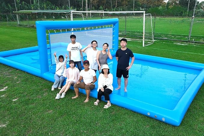 33ft Inflatable Volleyball Pool Inflatable Volleyball Count for Adults and Family, 100% PVC Commercial Net with 800w Air Pump, Giant Beach Games Outdoor Games, 33x16.5x7ft