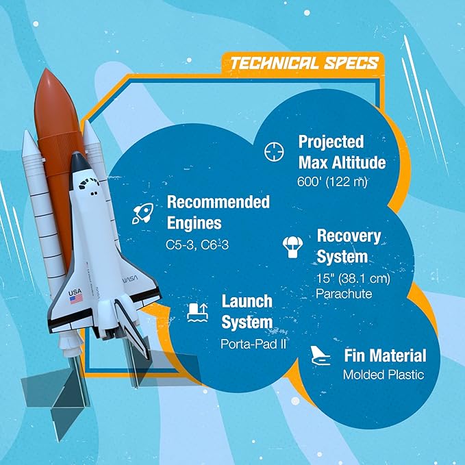 Estes 009991 Space Shuttle Model Rocket - Launch Up to 600 ft - Replica Rocket for Kids, Teens, & Adults - No Assembly Required - Launch Pad & Engine Sold Separately