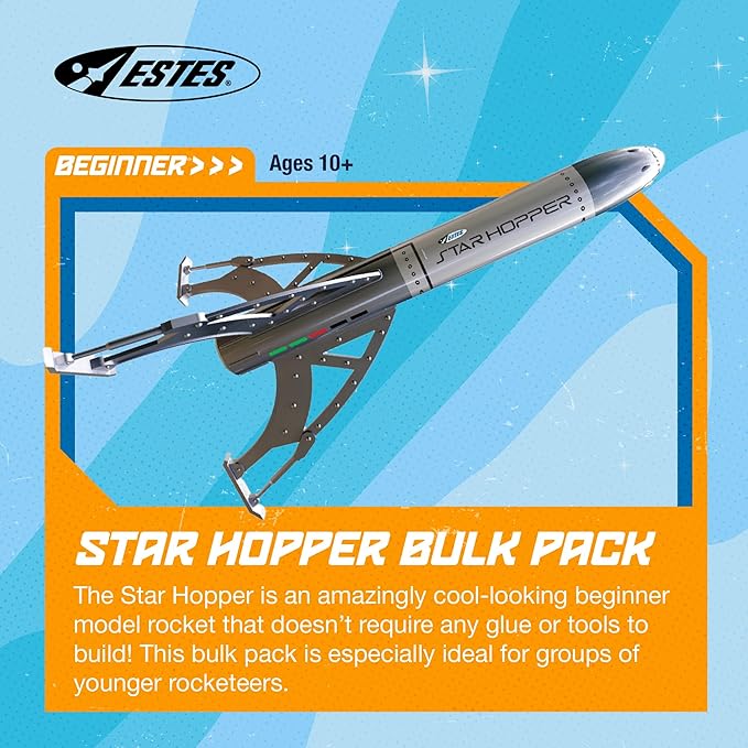 Estes 1721 Bulk Pack of 12 Star Hopper Rocket-Building Kits, Beginner Flying-Rocket-Model Kits for Ages 10+