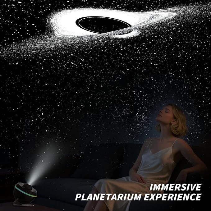 Galaxy Projector, Star Projector Home Planetarium with 1 Glass Projection Disc, 180° Rotatable Starry Sky Night Light with Meteor Effects & Light Strip for Bedroom, Kids & Adults Gift