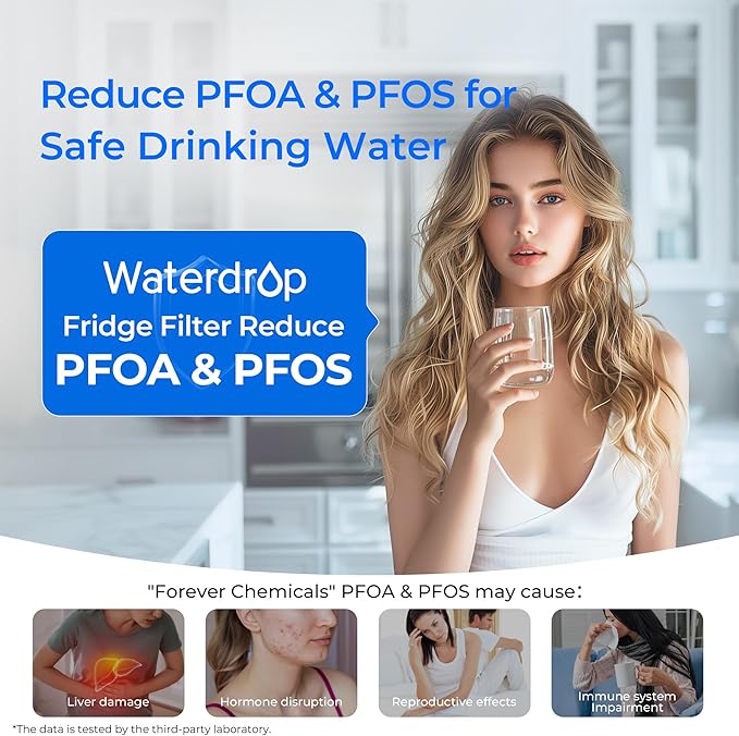 Waterdrop Replacement for GE® RPWFE®, RPWF (Built-in CHIP) Refrigerator Water Filter, Compatible with GFE28GYNFS, GFE28GELDS, PFE28KELDS, PFE28KYNFS, GFD28GELDS, PWE23KELDS, PWE23KMKES