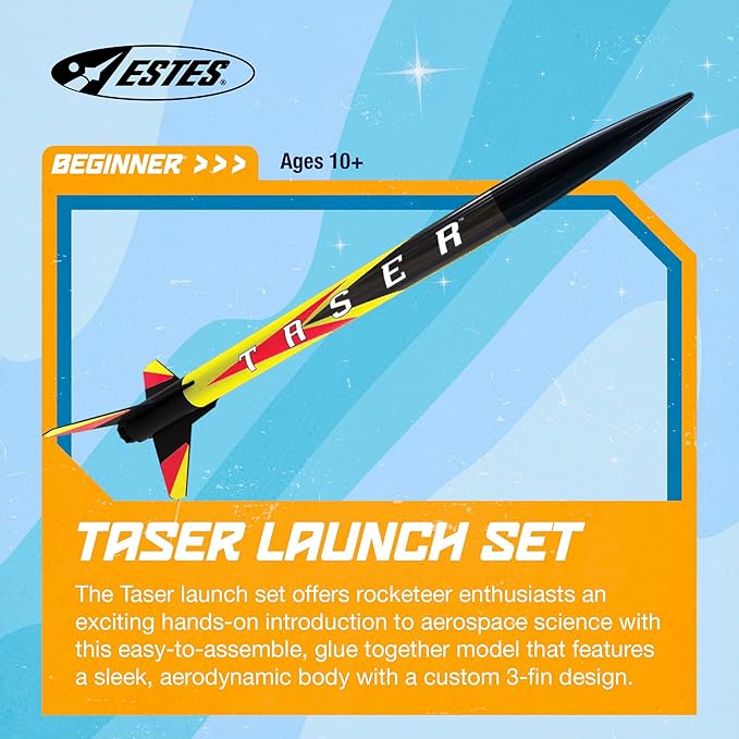 Estes 1491 Taser Rocket Launch Set, Beginner Flying-Rocket-Model Building Kit for Ages 10+, Includes Launch Pad System