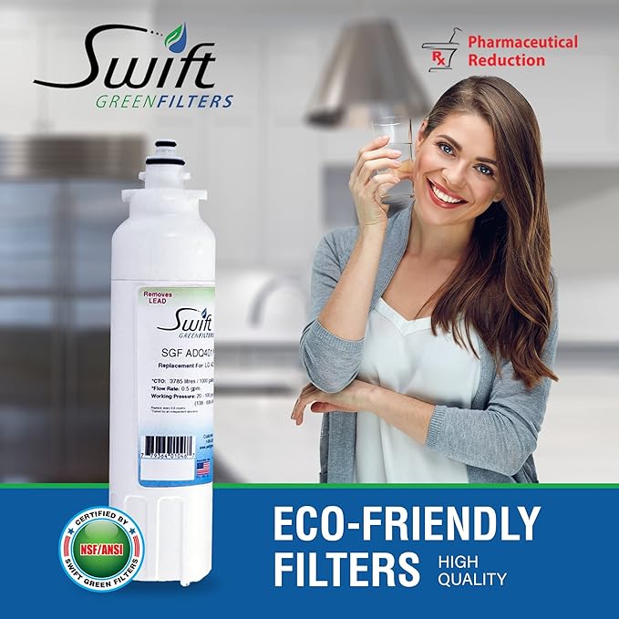 Swift Green Filters SGF-ADQ401 Rx Compatible for ADQ73613401,LT800P Pharmaceuticals Refrigerator Water Filter (3 Pack),Made in USA