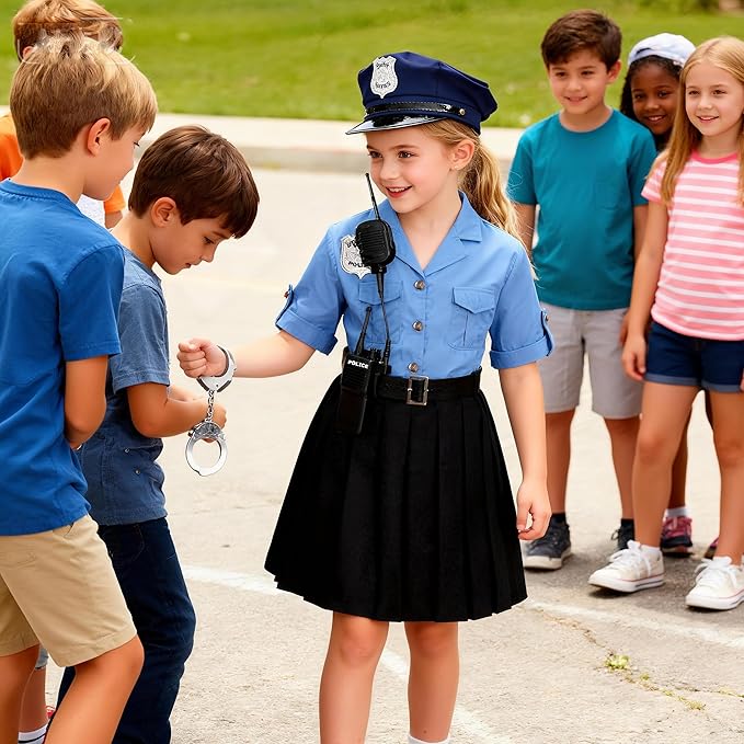 KIDIN Police Officer Costume for Kids Cop Costume for Girls’ Police Dress Up Halloween Cosplay Birthday Gift