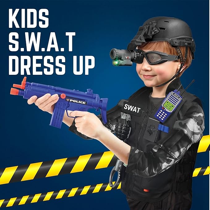 Liberty Imports Kids Costume Dress Up Deluxe Role Play Set with Helmet, Night Vision Monocular, Guns, Weapons, Accessories