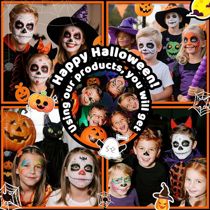 MGparty Face Painting Kit for Kids, 24 Colors Face Paint Set with Stencils, Glitter, Gem Stickers, Brushes,Tattoos, Non-Toxic Washable Face Paint for Halloween Birthday School Events