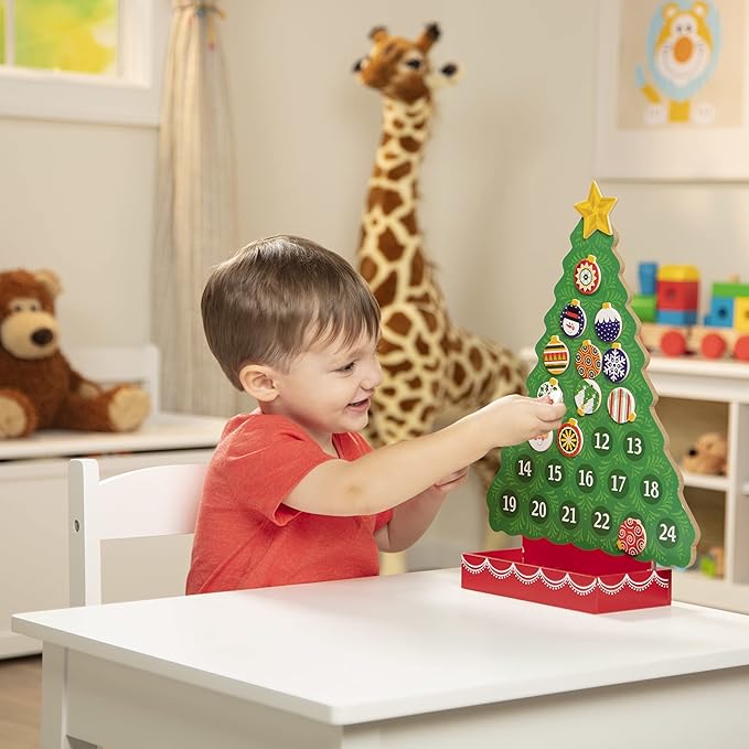 Melissa & Doug Countdown to Christmas Wooden Advent Calendar - Magnetic Tree, 25 Magnets