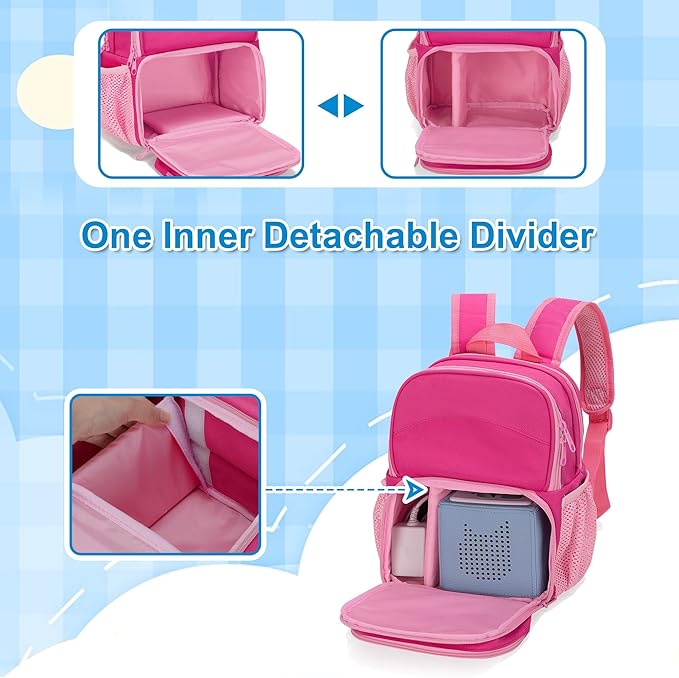 LoDrid Backpack Compatible with Tonie Box 2/1, Carrying Case with Multiple Pockets for Headphones, Charger and Accessories, Storage Bag for Audio Player Starter Set, Rose Red (Patented Design)