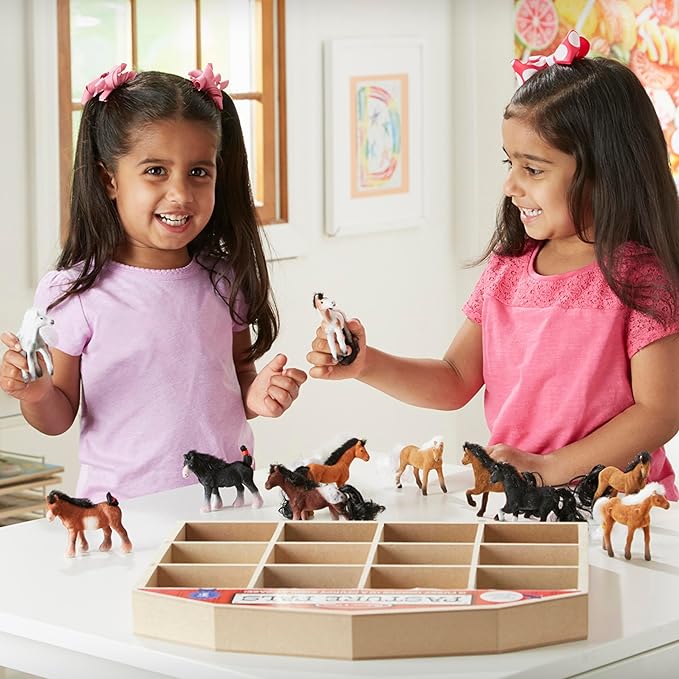 Melissa & Doug Pasture Pals - 12 Collectible Horses with Wooden Barn-Shaped Crate
