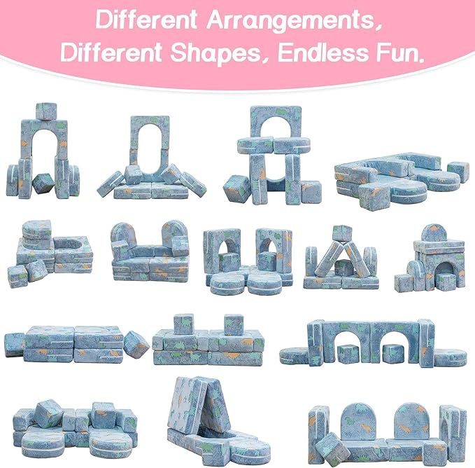 Sofa Cover 8PCS, Washable Couch Cover Glow in The Dark for Playroom Bedroom, Comfy Toddler Couch Cover for Boys and Girls,Only Cover Glowing Dinosaur (Blue), J16858721-WT