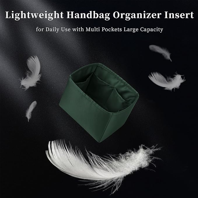 Purse Organizer Insert for Luxury Bag, Lightweight & Soft Satin Fabric with Pockets, Ideal for Travel, Shopping, and Daily Use, Multicolor Options, Fits Picotin 18(Vert Anglais, PC18)