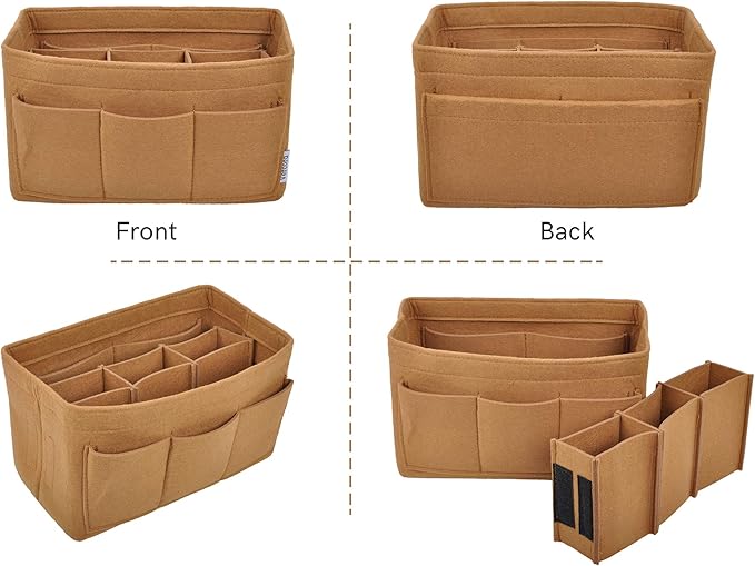 Vercord Felt Purse Organizer Handbag Insert Liner Shaper Bag in Bags for Speedy Neverfull Tote Brown Small