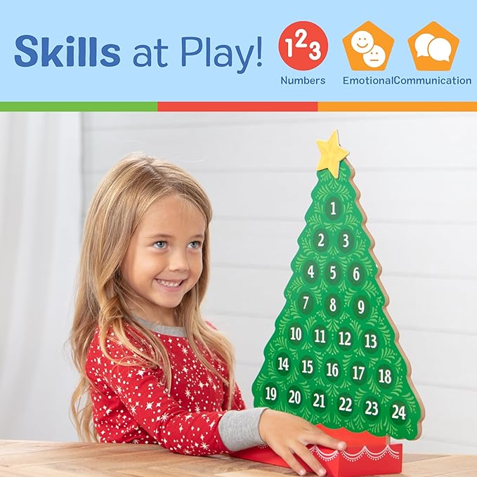 Melissa & Doug Countdown to Christmas Wooden Advent Calendar - Magnetic Tree, 25 Magnets