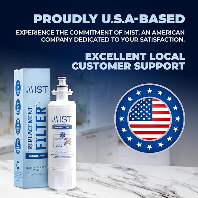 Mist Fresh LT120F Refrigerator Air Filter Replacement and LT700P Water Filter Replacement for LG, ADQ36006101, Kenmore Elite 9690, 46-9690, 469690, RFC 1200A, FML-3, (2 & 3 Pack bundle)