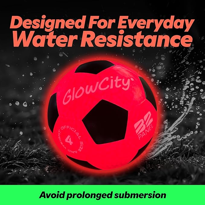 GlowCity Glow in The Dark Soccer Ball - Sizes 3, 4, 5 for Kids, Teens & Adults - Light Up Soccer Ball with 2 LED Lights - Sports Birthday Gifts Ideas for Boys & Teenagers Ages 6 7 8 9 10 11 12 13 14