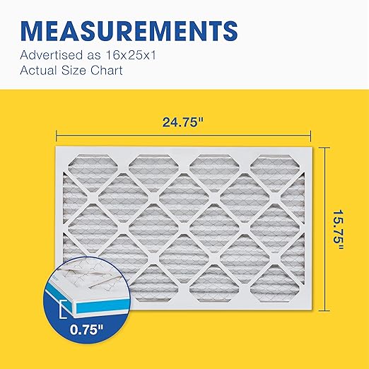 Aerostar 16x25x1 MERV 13 Air Filter, 6 Count, ACTUAL SIZE (15.75 x 24.75 x 0.75), HVAC, Air Conditioning & Furnace Filter for Allergies, Dust, Pet Dander & Smoke (MPR 1500 / FPR 10), Made in USA