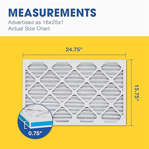 Aerostar 16x25x1 MERV 8 Air Filter, 6 Count, ACTUAL SIZE (15.75 x 24.75 x 0.75), HVAC, Air Conditioning & Furnace Filter Captures Dust, Lint & Pollen (MPR 600 / FPR 5), Made in USA