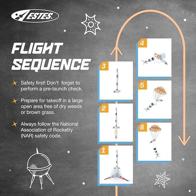 Estes 2008 Generic E2X Rocket-Building Kit, Beginner Customizable Flying-Rocket-Model Kit for Ages 10+
