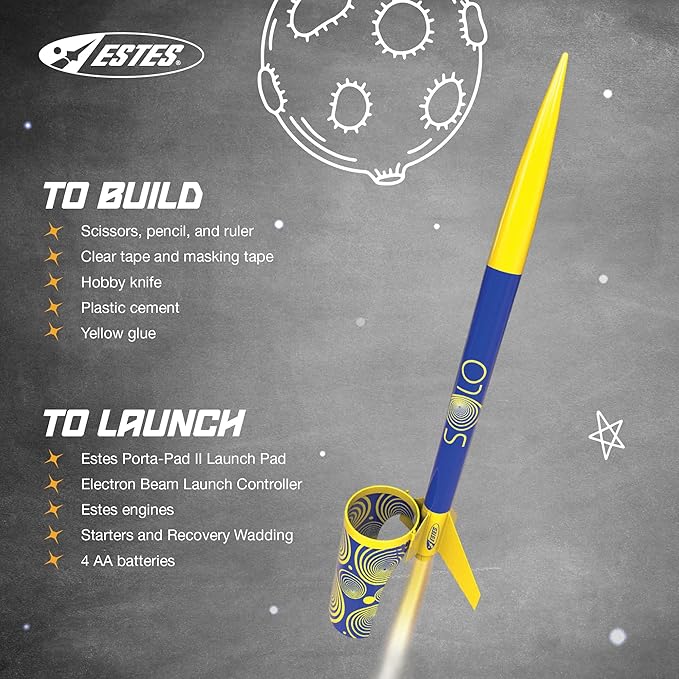Estes 7288 Solo Model Rocket Kit, Beginner STEM Rocket-Building Kit for Ages 10+