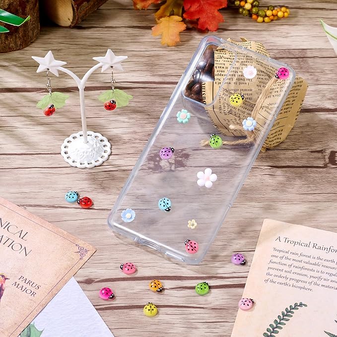 135 Pcs Mini Resin Ladybug Charms Glow in The Dark Ladybug Flatback Cabochons Luminous Ladybirds Model Figurines for Nail Crafts Fairy Garden Micro Landscape Scrapbooking Decor