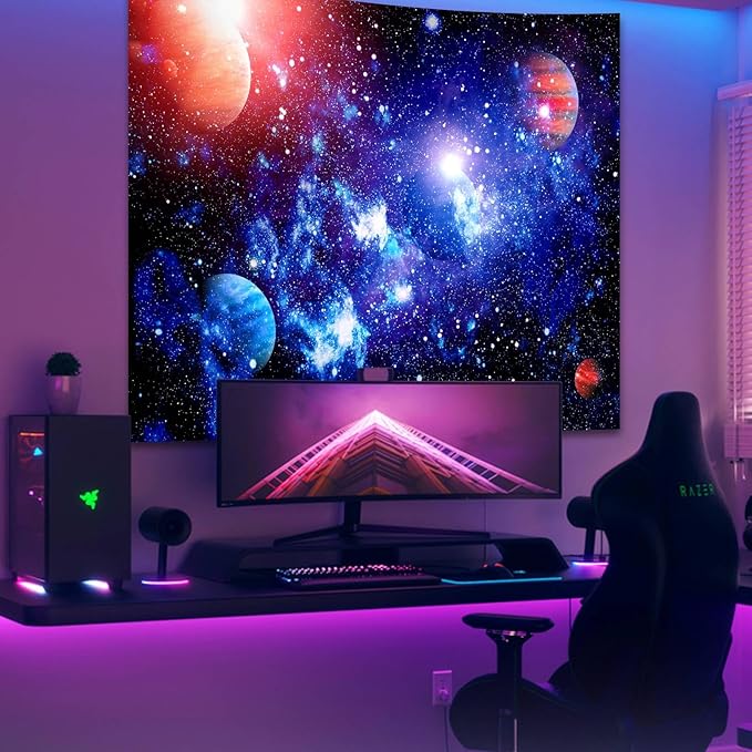 Space Tapestry for Bedroom Aesthetic Outer Space Galaxy Night Starry Sky Stars Universe Tapestry Nebula Wall Hanging Backdrop for Living Room Dorm Home Decoration (60'' x 79'')