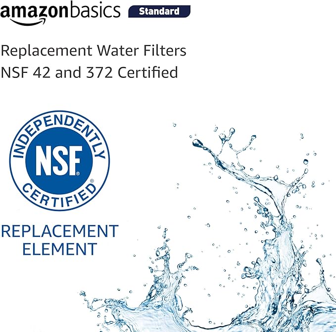 Amazon Basics Replacement LG LT1000P Refrigerator Water Filter, NSF Certified, Reduces Chlorine, 3-Pack