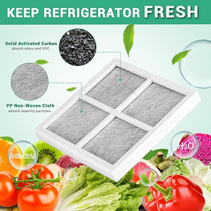 LG LT120F & Kenmore 46-9918 Refrigerator Air Filter Replacement, 4-Pack Triple-Layer Activated Carbon, Easy Install, Odor & VOC Reduction – Barkior