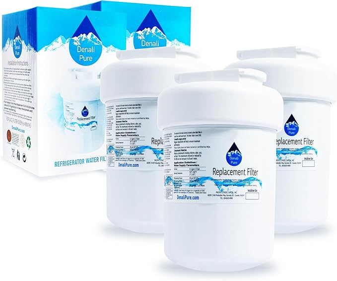 Denali Pure 3-Pack Replacement for GE ZISS480DRESS Refrigerator Water Filter - Compatible with MWF, MWFP Fridge Water Filter Cartridge