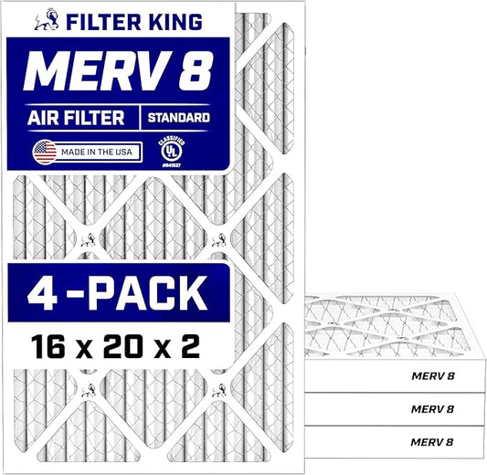 Filter King 16x25x1 Air Filter (MERV 8) (12-Pack) Dust & Allergy Control AC Furnace Filters, MADE IN USA, HVAC, Pleated, Electrostatic (Actual Size: 15.5 x 24.5 x .75)