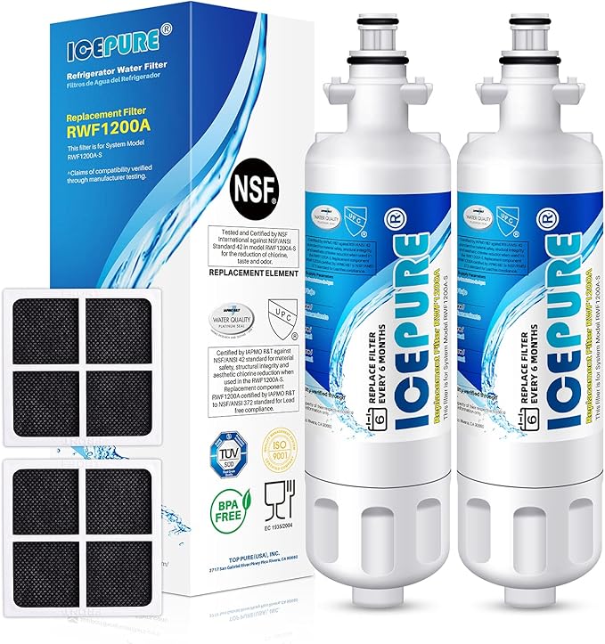 ICEPURE 46-9690 Replacement for LG LT700P ADQ36006101, 2PACK and ICEPURE AF004 Refrigerator Air Filter Replacement for LG LT120F, 3PACK