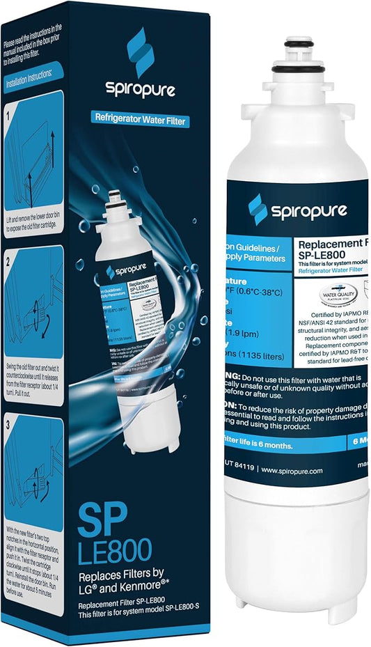 SpiroPure SP-LE800 NSF Certified Refrigerator Water Filter Replacement for LT800P, 9490, ADQ73613401S, ADQ73613402, 46-9490 (1 Pack)